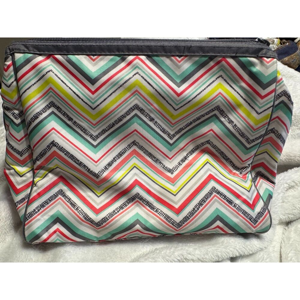 Thirty-One Cosmetic & Toiletry Bag – Multicolor Chevron Travel Organizer